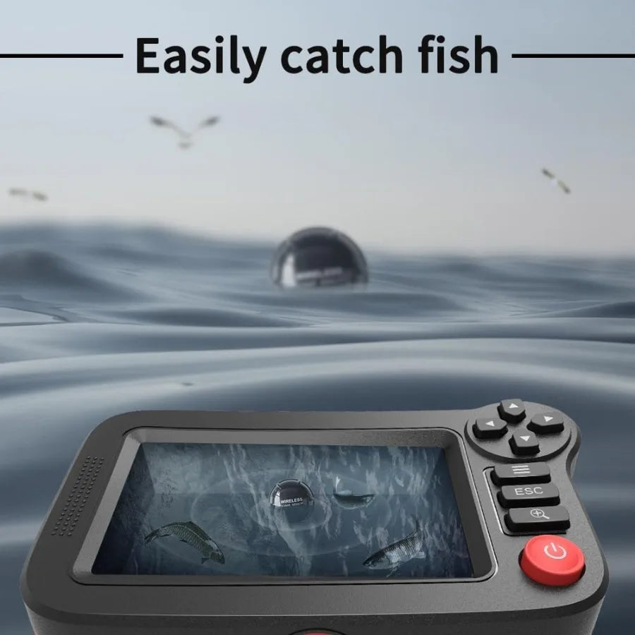 Handheld Fish Finder Portable Fishing Kayak Fishfinder Fish Depth Finder Fishing Gear with Sonar Transducer and LCD Display for