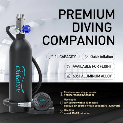 Portable 1L 3000PSI Scuba Lung Tank
