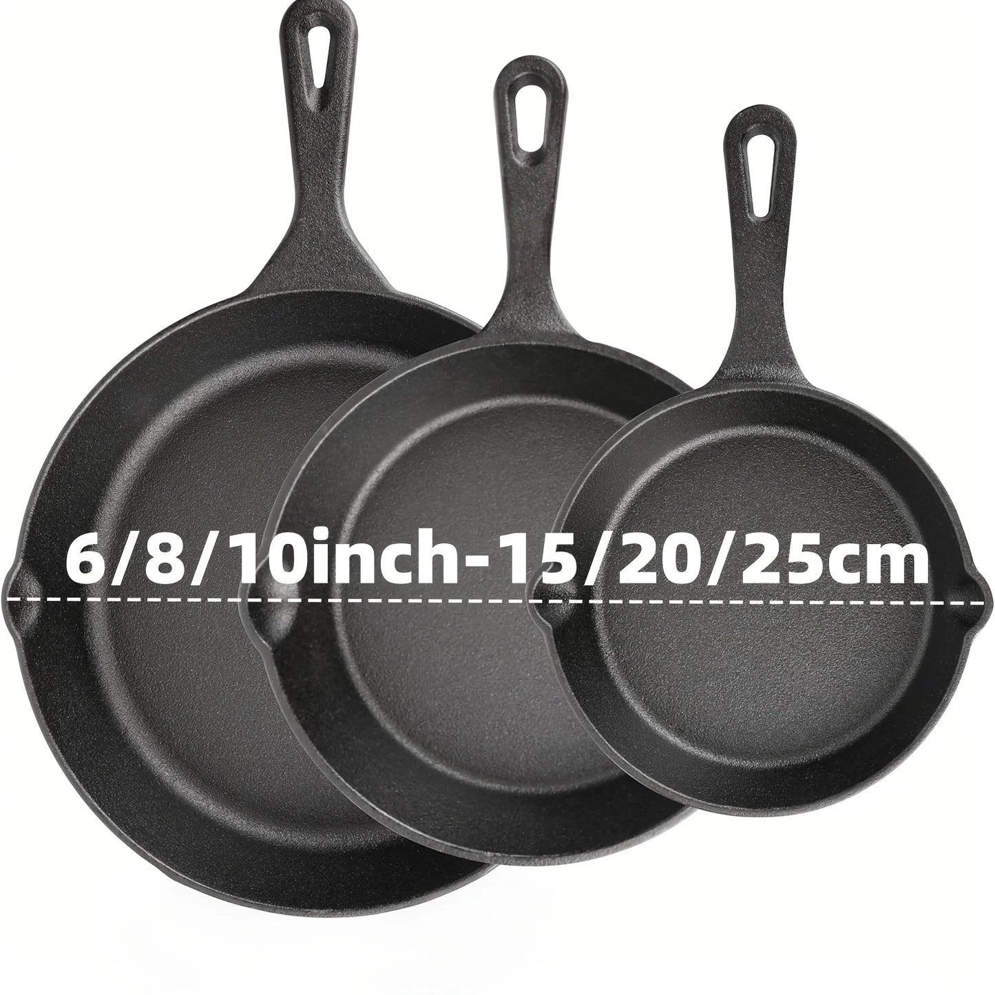Cast Iron Skillet 3 Piece Set