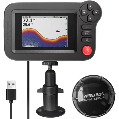 Handheld Fish Finder Portable Fishing Kayak Fishfinder Fish Depth Finder Fishing Gear with Sonar Transducer and LCD Display for