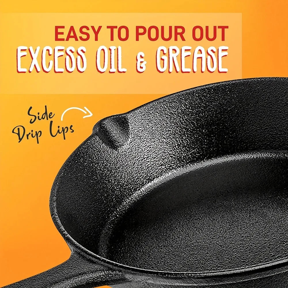Cast Iron Skillet 3 Piece Set