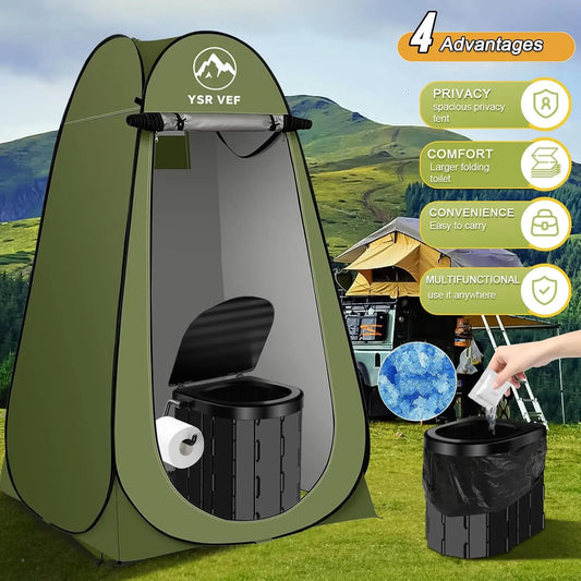 Portable Pop-Up Camping Toilet Tent With Shower