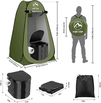 Portable Pop-Up Camping Toilet Tent With Shower